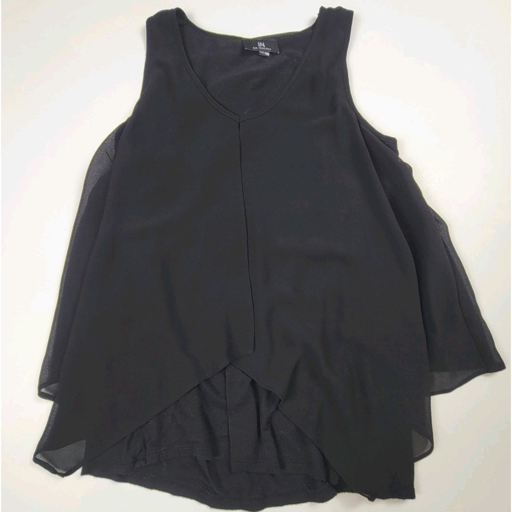 I.N. San Francisco Sleeveless Black Layered Blouse Size 8